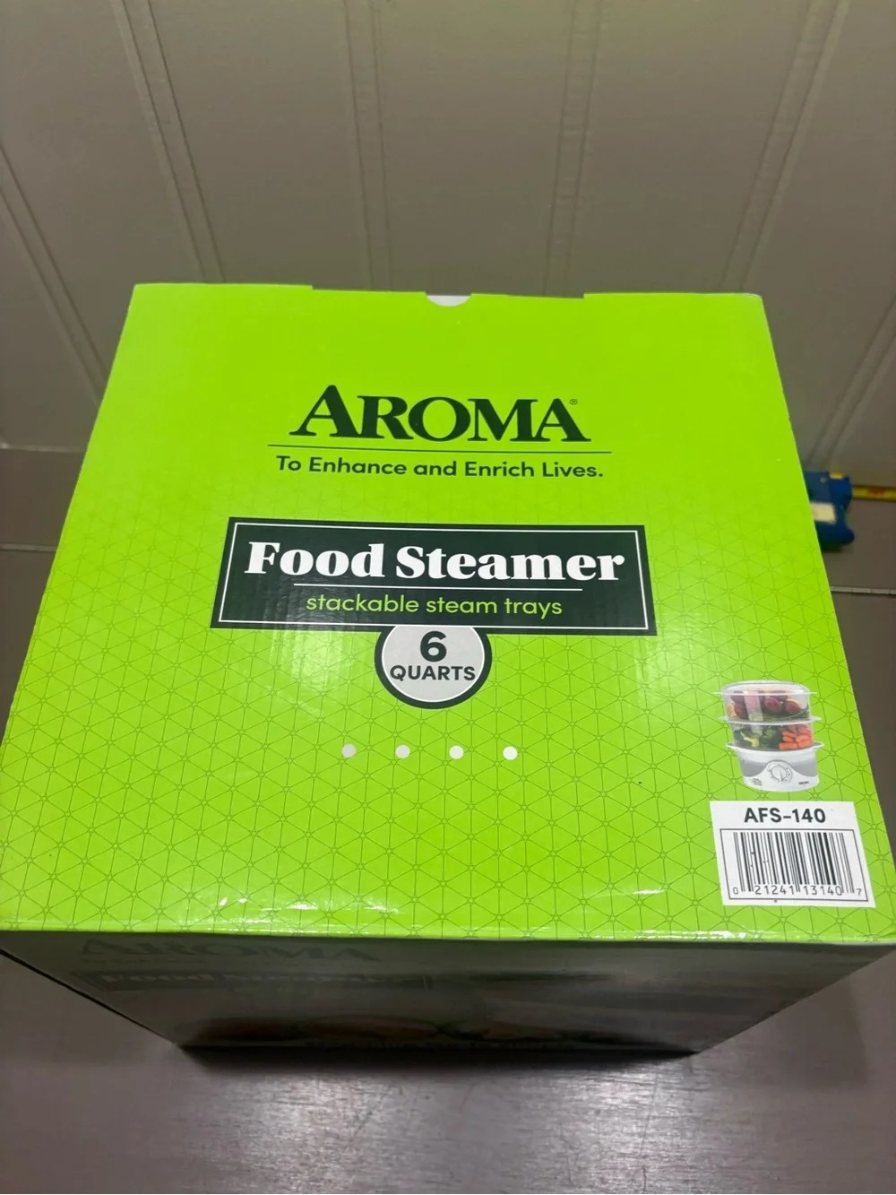 Aroma Home White and Lime Green 6-Quart Stackable Food Steamer
